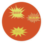 BOP ZAP ZOWIE  RETRO ROUND STICKERS
