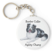 Border Collie Agility Champ Keychain