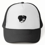 Border collie art: black/white, blue eyes hats