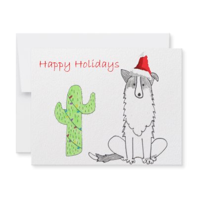Border Collie Cactus Christmas Personalized Invitation by giftsjustforuholiday