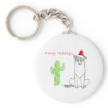 Border Collie Cactus Christmas Key Chains
