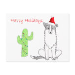 Border Collie Cactus Christmas Post Card