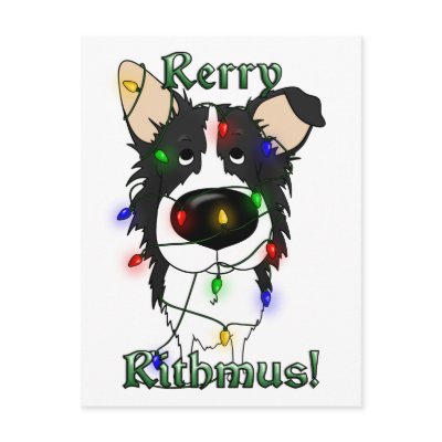 Border Collie Christmas Lights by NothinButtDogs