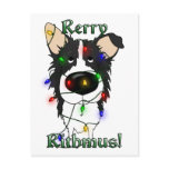 Border Collie Christmas Lights Postcard