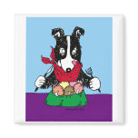 Border Collie Dinner Fridge Magnet