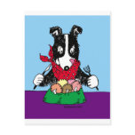 Border Collie Dinner Postcard