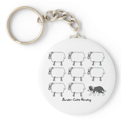 Border Collie Herding Sheep Keychain by MenagerieMayhem