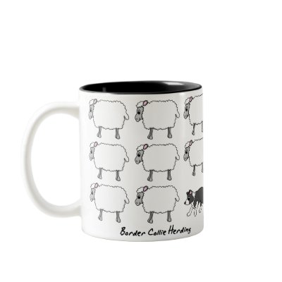 Border Collie Herding Sheep Mug by MenagerieMayhem