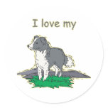 Border Collie,I Love My Round Stickers