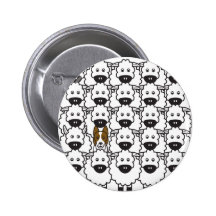 Border Collie in the Sheep Pinback Button