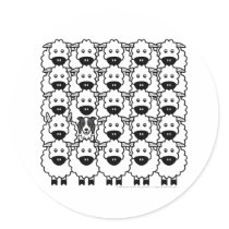 Border Collie in the Sheep Round Sticker