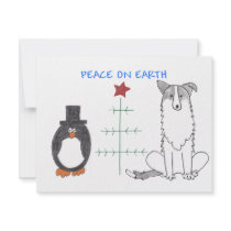Border Collie Peace On Earth Personalized Invites
