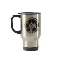 Border Collie Puppy Stainless Travel Mug