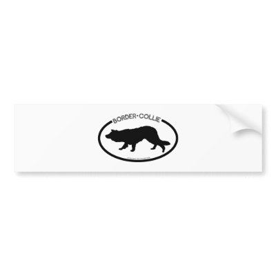 Border Collie Silhouette Black Bumper Sticker by dogsilhouettes