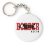 Border Collie silhouette, jumping Keychain