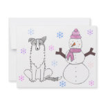 Border Collie & Snowman Custom Invitation