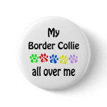 Border Collie Walks Design Pinback Button