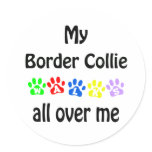 Border Collie Walks Design Round Sticker