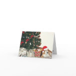 Border Collie Wearing a Santa Hat Greeting Cards