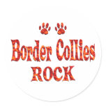 Border Collies Rock Round Stickers