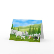 Border Collies & Sheep Greeting Card