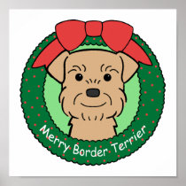 Border Terrier Christmas Print