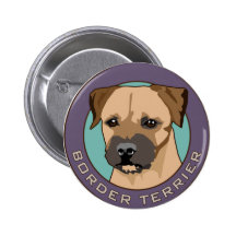 Border Terrier Head Study Button