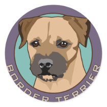 Border Terrier Head Study Round Stickers