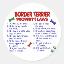 BORDER TERRIER Property Laws 2 Round Stickers