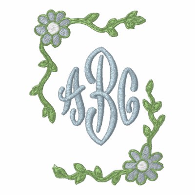 Bordered Floral Monogram Template Embroidered Polo Shirt by Embroidery4U