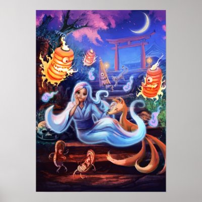 Bored Little Ghost Print by risachantag