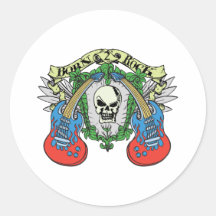 Born 2 Rock Skull Round Stickers