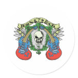 Born 2 Rock Skull Round Stickers