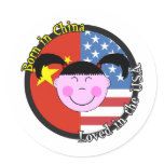 Born in China Loved in the USA Big Girl Round Sticker