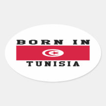 Born In Tunisia Oval Stickers