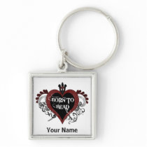Born to Bead heart keychain (red and black)
