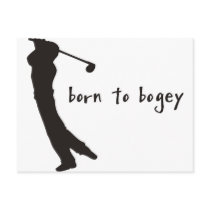 born to bogey postcard