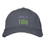 Born to Fish Embroidered Distressed Baseball Cap embroidered hats