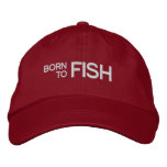 Born to Fish Red Embroidered Hat