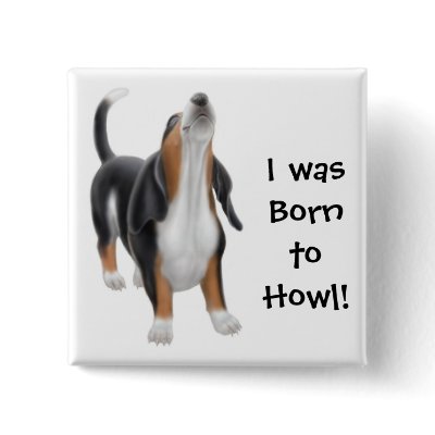 Born to Howl Basset Hound Pin by twopurringcats