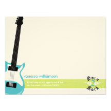 Born to Rock! Custom Flat Note Cards (aqua) Invitation