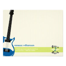Born to Rock! Custom Flat Note Cards (blue) Invitations