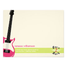 Born to Rock! Custom Flat Note Cards (fuchsia) Personalised Invitation