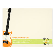 Born to Rock! Custom Flat Note Cards (orange) Personalized Invitation