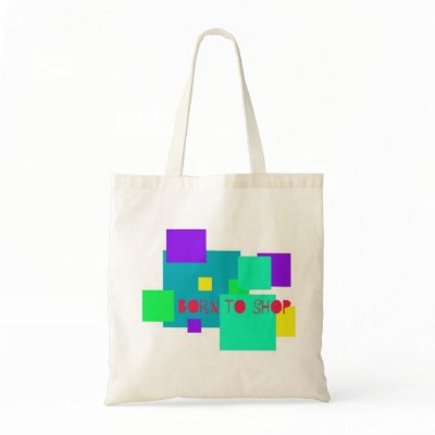 Born to Shop Tote Canvas Bag by baireeves