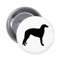 Borzoi Dog (in black) Pinback Button