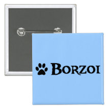 Borzoi (pirate style w/ pawprint) pinback buttons