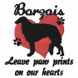 Borzois Leave Paw Prints Embroidered Hoodie