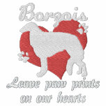 Borzois Leave Paw Prints Embroidered Shirt