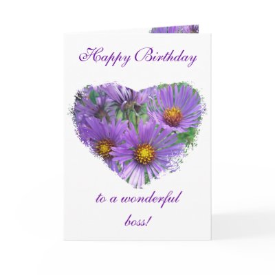 Boss Birthday Purple Fall Asters Wildflower Greeting Cards by CarolsCamera